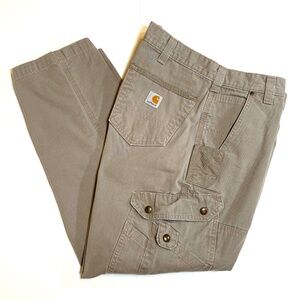 Carhartt Pants Men's 38 x 30 Beige Cargo Carpenter Rip Stop B342 DES Double Knee